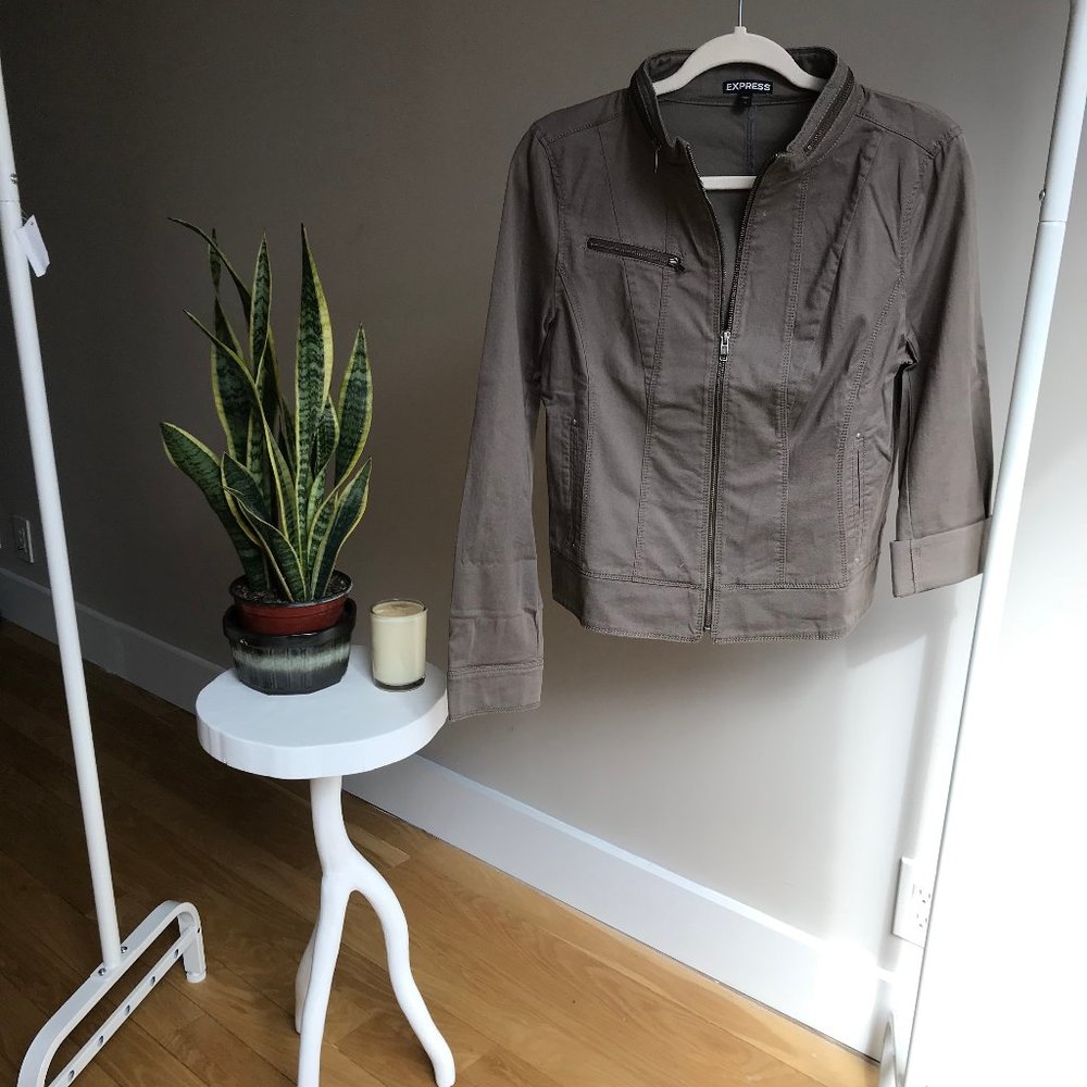 Express Taupe Cropped Jacket with Zippers